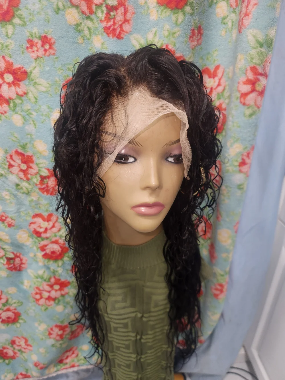 Natural Long Curly Lace Front Wig - Human Hair